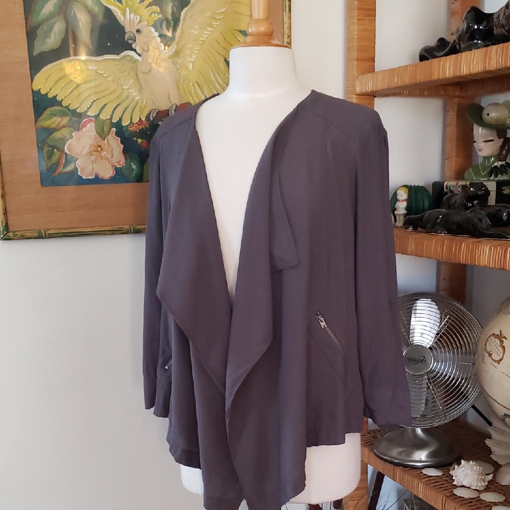 Elevenses For Anthropologie Grey Eldora Open Jacket Size Large